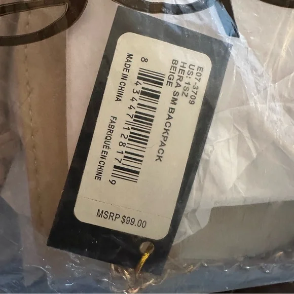 Bebe backpack- Beige -Hera Small Backpack Handbag Purse Vegan Leather NWT $99 - Picture 6 of 6